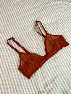 SKIMS Ultra Fine Mesh Triangle Bralette Size XS Rust